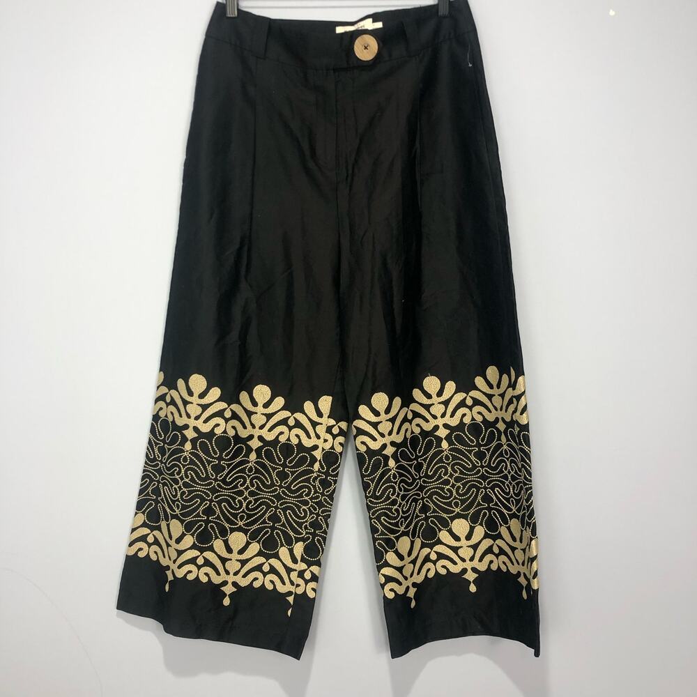 Anthropologie X Exquise Abstract Embroidered Wide-Leg Pants Size XL - Picture 2 of 11